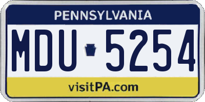 PA license plate MDU5254