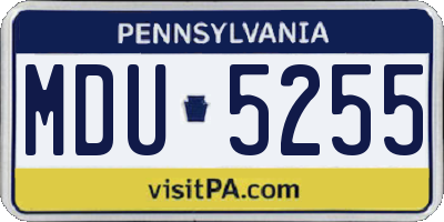 PA license plate MDU5255