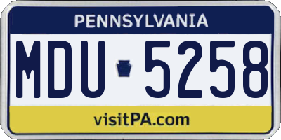 PA license plate MDU5258