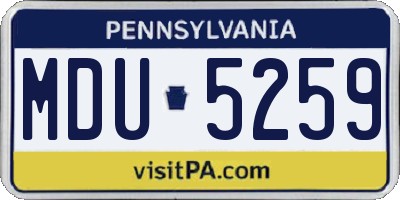PA license plate MDU5259