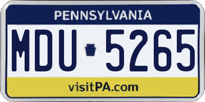 PA license plate MDU5265