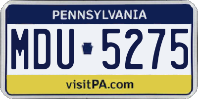 PA license plate MDU5275