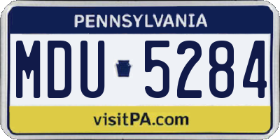 PA license plate MDU5284