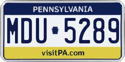 PA license plate MDU5289