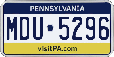 PA license plate MDU5296
