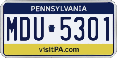 PA license plate MDU5301
