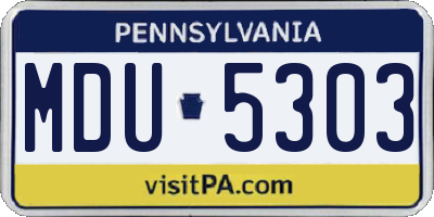 PA license plate MDU5303