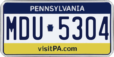 PA license plate MDU5304