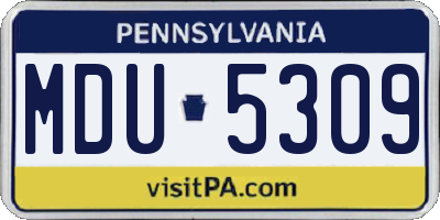 PA license plate MDU5309