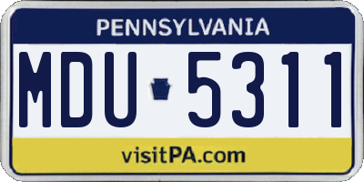PA license plate MDU5311
