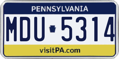 PA license plate MDU5314