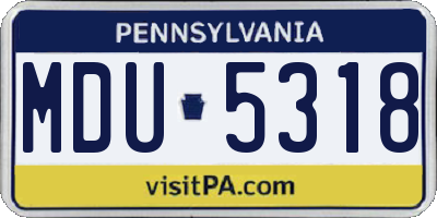 PA license plate MDU5318