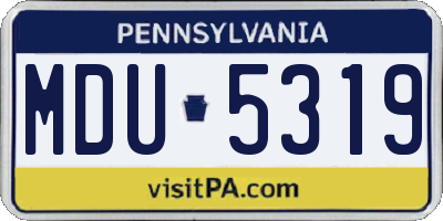 PA license plate MDU5319