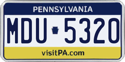 PA license plate MDU5320