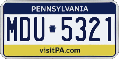 PA license plate MDU5321