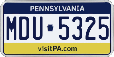 PA license plate MDU5325