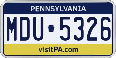 PA license plate MDU5326
