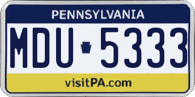 PA license plate MDU5333