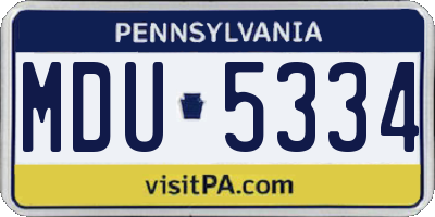 PA license plate MDU5334