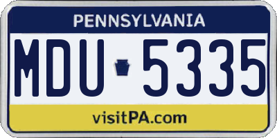 PA license plate MDU5335