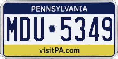 PA license plate MDU5349