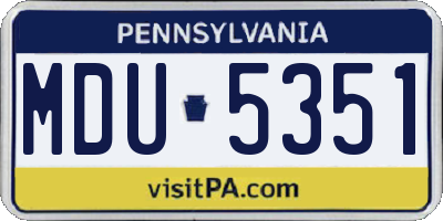 PA license plate MDU5351