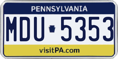 PA license plate MDU5353
