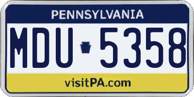 PA license plate MDU5358