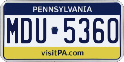 PA license plate MDU5360