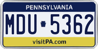 PA license plate MDU5362