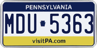PA license plate MDU5363
