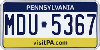 PA license plate MDU5367