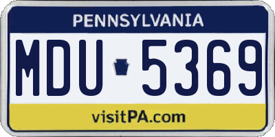 PA license plate MDU5369