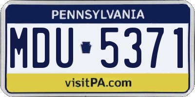 PA license plate MDU5371