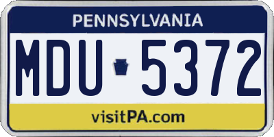 PA license plate MDU5372