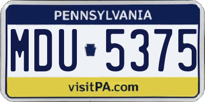 PA license plate MDU5375