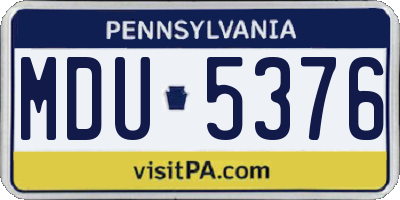 PA license plate MDU5376
