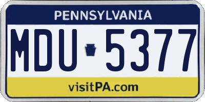 PA license plate MDU5377
