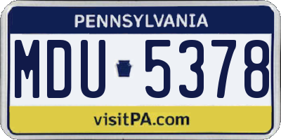 PA license plate MDU5378