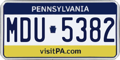 PA license plate MDU5382