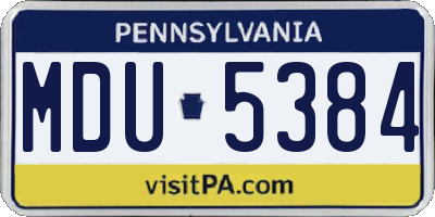 PA license plate MDU5384