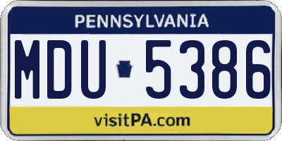 PA license plate MDU5386