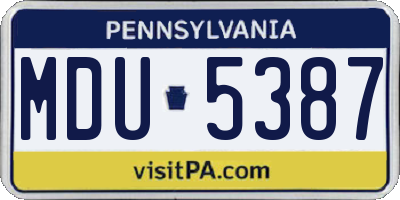 PA license plate MDU5387