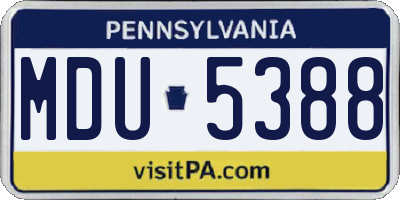 PA license plate MDU5388