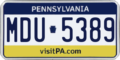 PA license plate MDU5389