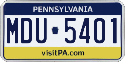 PA license plate MDU5401