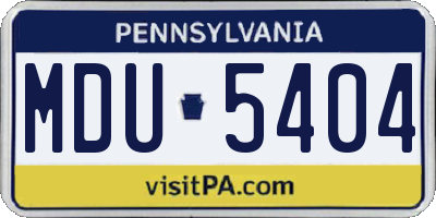PA license plate MDU5404
