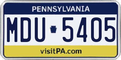 PA license plate MDU5405