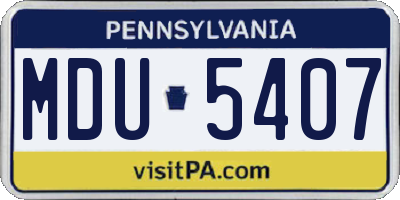 PA license plate MDU5407