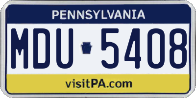 PA license plate MDU5408